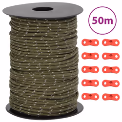 vidaXL Tent Guy Rope with Reflective Strips and Spanners Tent Guide Rope 3 mm