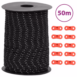 vidaXL Tent Guy Rope with Reflective Strips and Spanners Tent Guide Rope 3 mm