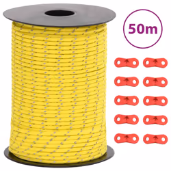 vidaXL Tent Guy Rope with Reflective Strips and Spanners Tent Guide Rope 3 mm