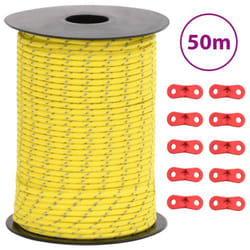 vidaXL Tent Guy Rope with Reflective Strips and Spanners Tent Guide Rope 3 mm