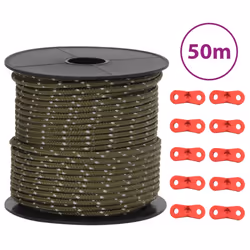 vidaXL Tent Guy Rope with Reflective Strips and Spanners Tent Guide Rope 4 mm