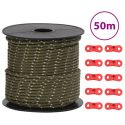 vidaXL Tent Guy Rope with Reflective Strips and Spanners Tent Guide Rope 4 mm