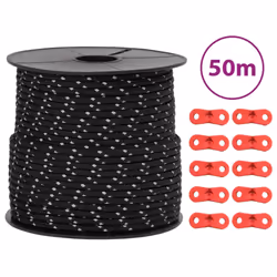 vidaXL Tent Guy Rope with Reflective Strips and Spanners Tent Guide Rope 4 mm