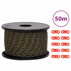 vidaXL Tent Guy Rope with Reflective Strips and Spanners Tent Guide Rope 5 mm
