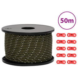 vidaXL Tent Guy Rope with Reflective Strips and Spanners Tent Guide Rope 5 mm
