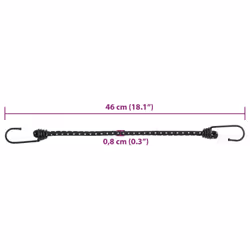 vidaXL Bungee Cords with Reflective Strips and Hooks Bungee Straps 10 pcs