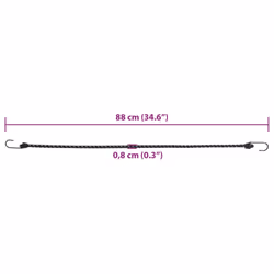 vidaXL Bungee Cords with Reflective Strips and Hooks Bungee Straps 25 pcs