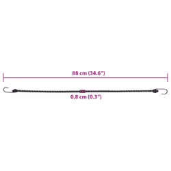vidaXL Bungee Cords with Reflective Strips and Hooks Bungee Straps 50 pcs