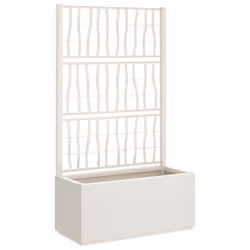 vidaXL Garden Planter with Trellis Patio Flower Pot Planter Box Flower Box PP - trellis white