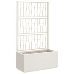 vidaXL Garden Planter with Trellis Patio Flower Pot Planter Box Flower Box PP - trellis white