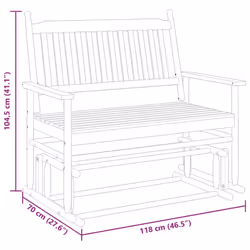 vidaXL Glider Bench Rocking Bench Outdoor Bench Garden Bench Solid Wood Poplar - grey