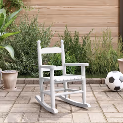 vidaXL Rocking Chairs for Children Outdoor Chair 2 pcs Black Solid Wood Poplar - white, 1 pcs