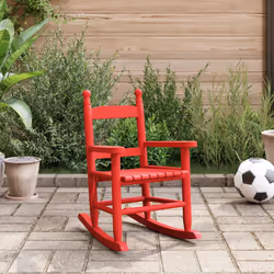 vidaXL Rocking Chairs for Children Outdoor Chair 2 pcs Black Solid Wood Poplar - red, 1 pcs