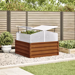 vidaXL Garden Planter with Green House Plant Pot Flower Pot Weathering Steel