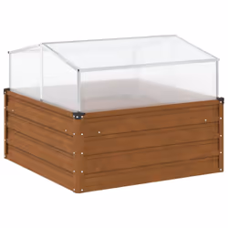 vidaXL Garden Planter with Green House Plant Pot Flower Pot Weathering Steel - Additional view 5