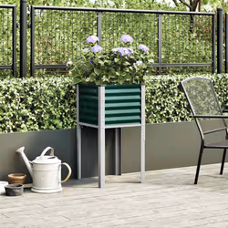 vidaXL Garden Planter Plant Pot Flower Pot Outdoor Planter Weathering Steel - green, 45 x 45 x 88 cm