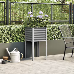 vidaXL Garden Planter Plant Pot Flower Pot Outdoor Planter Weathering Steel - grey, 45 x 45 x 88 cm - Additional view 2