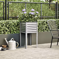 vidaXL Garden Planter Plant Pot Flower Pot Outdoor Planter Weathering Steel - silver, 45 x 45 x 88 cm - Additional view 2