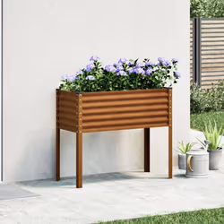 vidaXL Garden Planter Plant Pot Flower Pot Outdoor Planter Weathering Steel - dark brown, 100 x 41 x 90 cm - Additional view 2