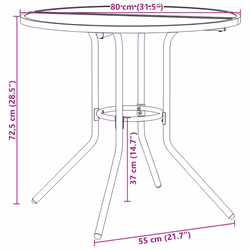 vidaXL Patio Table Garden Outdoor Table Round Anthracite Powder-coated Steel - 80 x 72.5 cm