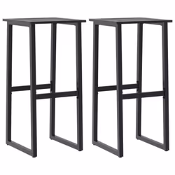 vidaXL Bar Stools Bistro Chair Pub Counter Chair Black Powder-coated Steel - 2 pcs
