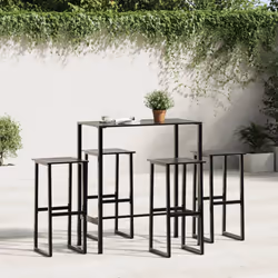 vidaXL Bar Stools Bistro Chair Pub Counter Chair Black Powder-coated Steel - 4 pcs