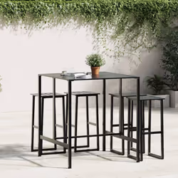 vidaXL Bar Table Outdoor Pub Table Bistro Table Black Powder-coated Steel - 100 x 100 x 110 cm - Additional view 2