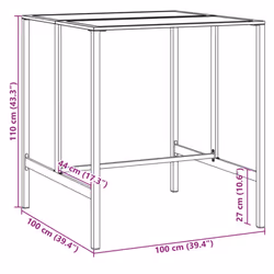 vidaXL Bar Table Outdoor Pub Table Bistro Table Black Powder-coated Steel - 100 x 100 x 110 cm - Additional view 3