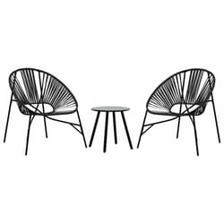 vidaXL Garden Chair Set 3 pcs Black and Light Grey Poly Rattan - black