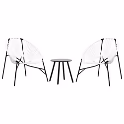 vidaXL Garden Chair Set 3 pcs Black and Light Grey Poly Rattan - black and white