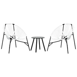 vidaXL Garden Chair Set 3 pcs Black and Light Grey Poly Rattan - black and white