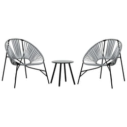 vidaXL Garden Chair Set 3 pcs Black and Light Grey Poly Rattan - black and light grey