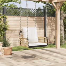 vidaXL Swing Chair with Cushions Garden Hammock Chair Poly Rattan and Steel