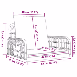 vidaXL Swing Chair with Cushions Garden Hammock Chair Poly Rattan and Steel - Additional view 9