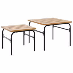 vidaXL Garden Nest of Coffee Tables Nesting Table 2 pcs Brown and Black Steel