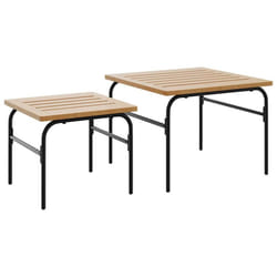 vidaXL Garden Nest of Coffee Tables Nesting Table 2 pcs Brown and Black Steel
