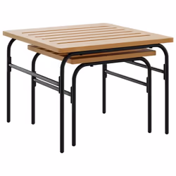 vidaXL Garden Nest of Coffee Tables Nesting Table 2 pcs Brown and Black Steel - Additional view 7