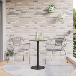 vidaXL Garden Table Outdoor Table Patio Side Coffee Table Round Black Steel - Additional view 2