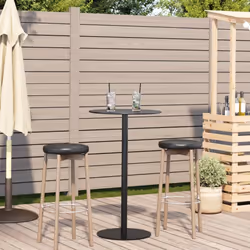 vidaXL Garden Table Outdoor Table Patio Side Coffee Table Round Black Steel