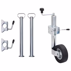 vidaXL Trailer Jack Wheel 60 mm with 2 Support Tubes & 3 Split Clamps Car Jack