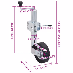 vidaXL Trailer Jack Wheel 60 mm with 2 Support Tubes & 3 Split Clamps Car Jack