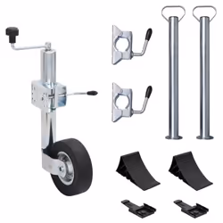 vidaXL Trailer Jack Wheel 60 mm with 2 Support Tubes & 3 Split Clamps Car Jack