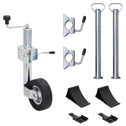 vidaXL Trailer Jack Wheel 60 mm with 2 Support Tubes & 3 Split Clamps Car Jack