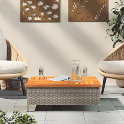 vidaXL Garden Table Patio Outdoor Table Dining Table Rattan and Acacia Wood - grey - Additional view 2
