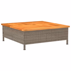 vidaXL Garden Table Patio Outdoor Table Dining Table Rattan and Acacia Wood - grey - Additional view 6