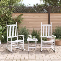 vidaXL Rocking Chairs with Curved Seats Garden Armchair 2 pcs Solid Wood Fir - white