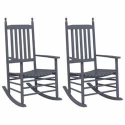 vidaXL Rocking Chairs with Curved Seats Garden Armchair 2 pcs Solid Wood Fir - grey