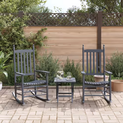 vidaXL Rocking Chairs with Curved Seats Garden Armchair 2 pcs Solid Wood Fir - grey