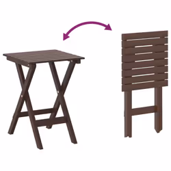 vidaXL Rocking Chairs 2pcs with Foldable Table Chair Brown Solid Wood Poplar - Additional view 4