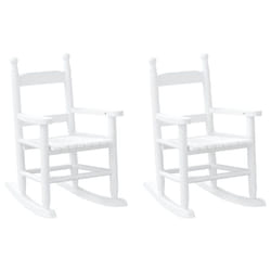 vidaXL Rocking Chairs for Children Outdoor Chair 2 pcs Black Solid Wood Poplar - white, 2 pcs